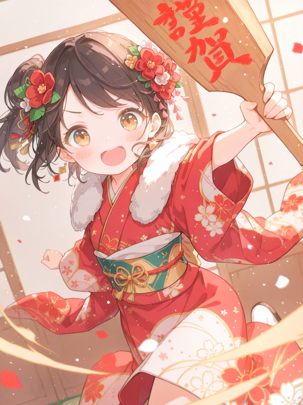 新春ハツラツ羽子板娘