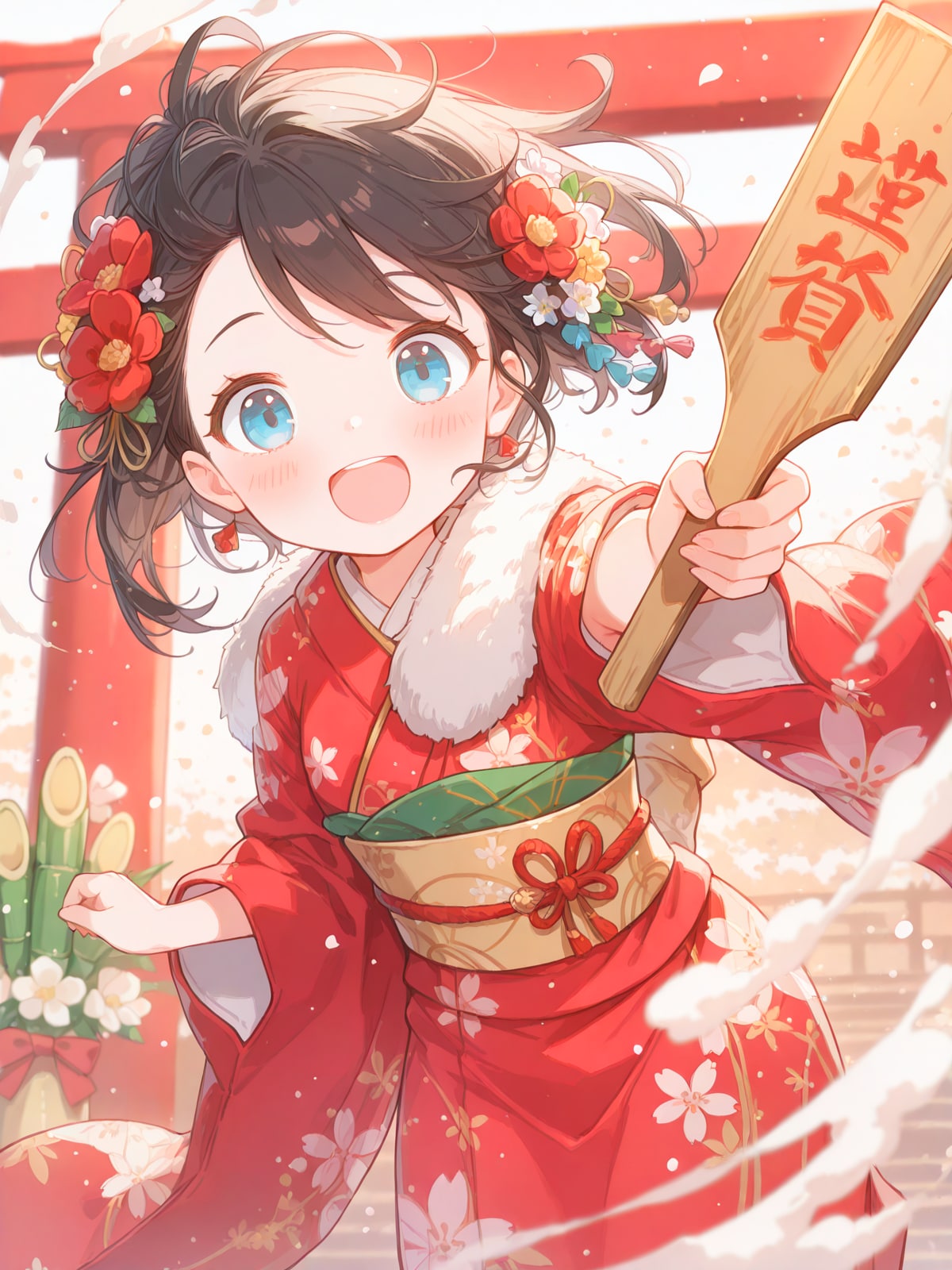 新春ハツラツ羽子板娘 | の人気AIイラスト・グラビア