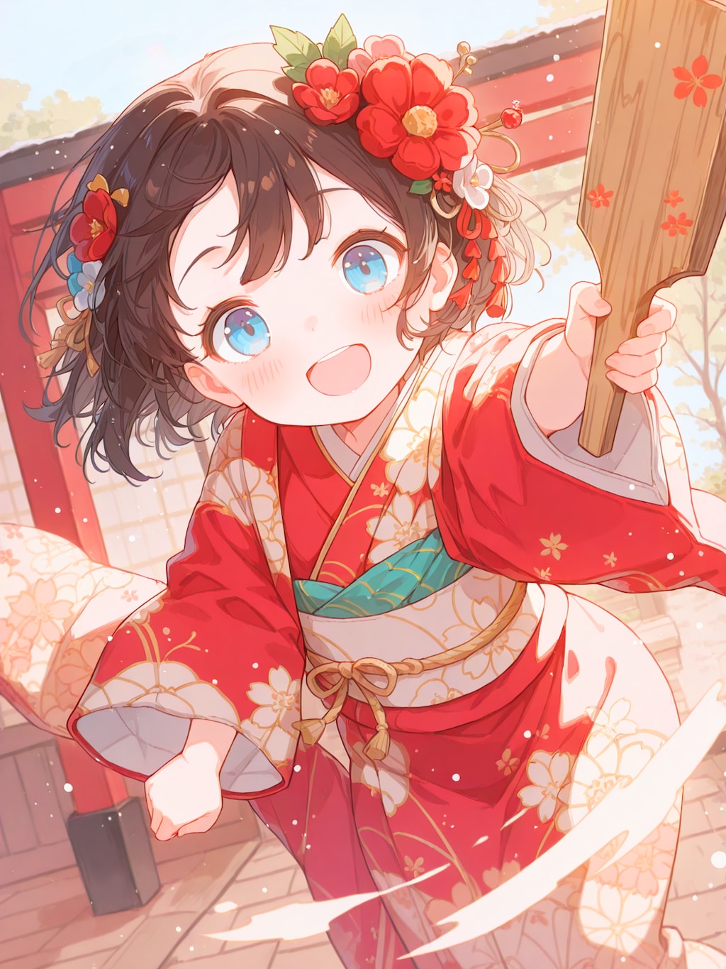 新春ハツラツ羽子板娘