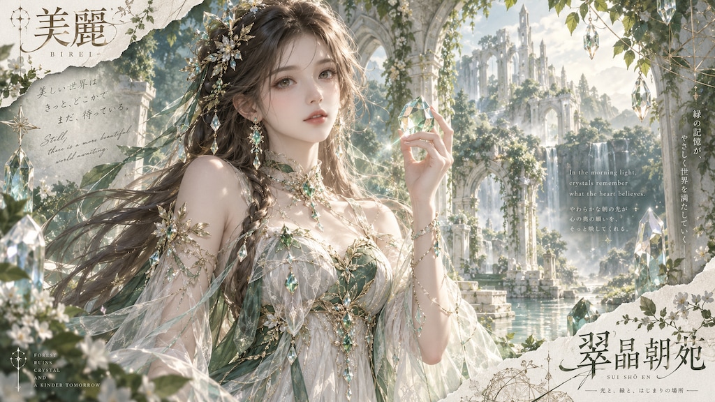 翠晶朝苑 〜光と、緑と、はじまりの場所〜  Set within a breathtaking morning garden of radiant green and ancient ruins, a