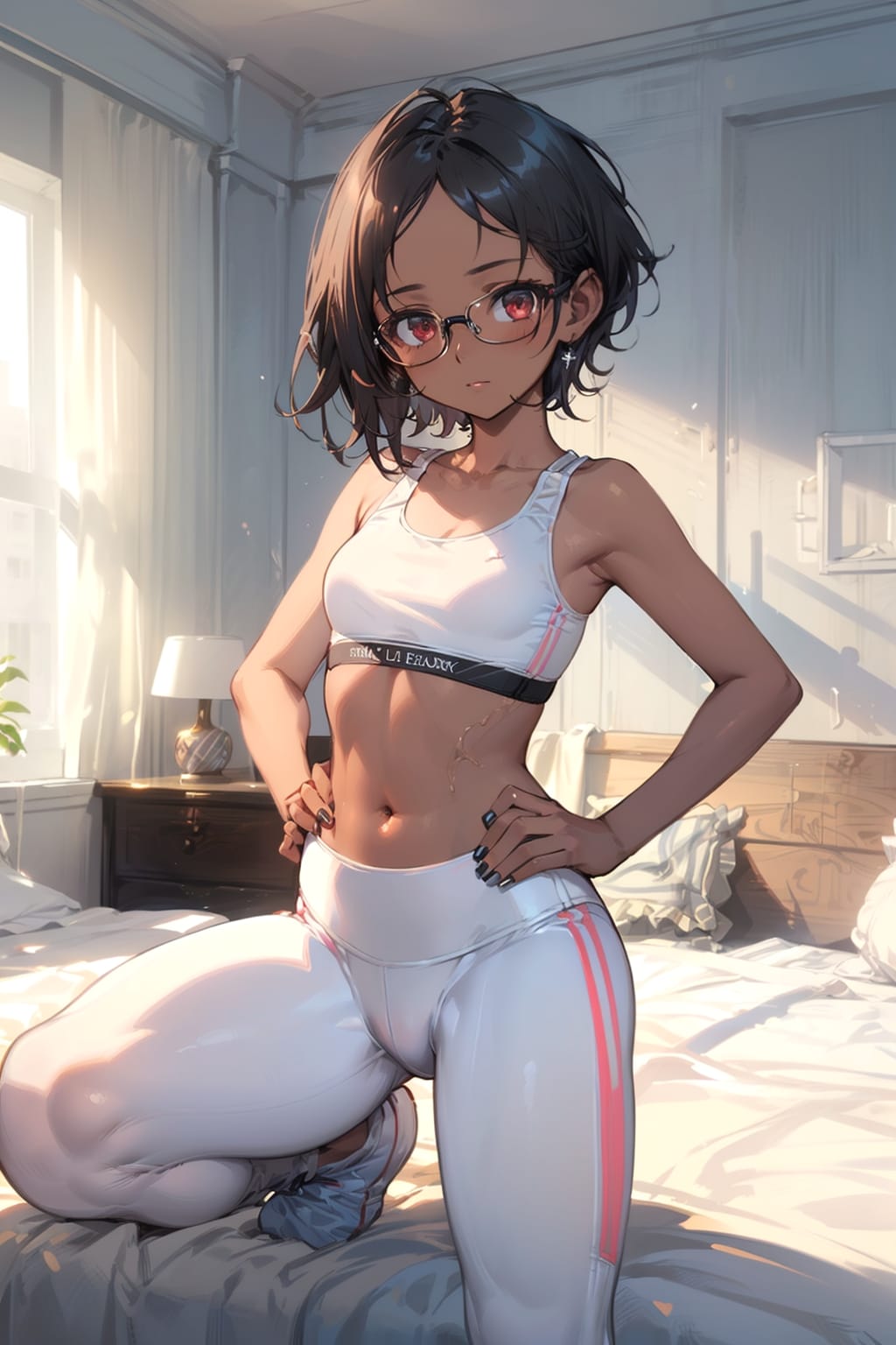 スポーツウェアの眼鏡っ娘