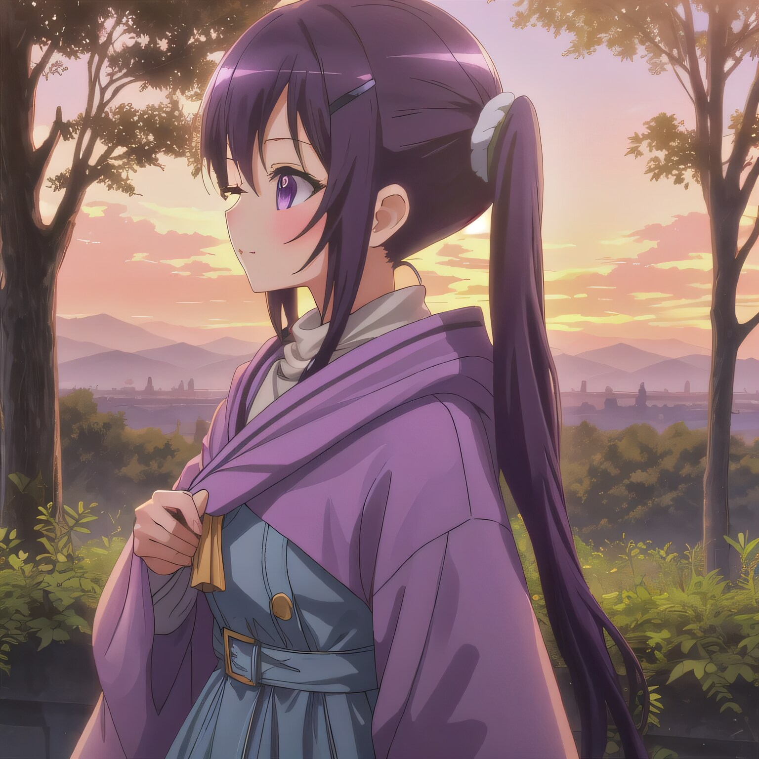 紫髪ツインテで洋装の少女 | の人気AIイラスト・グラビア