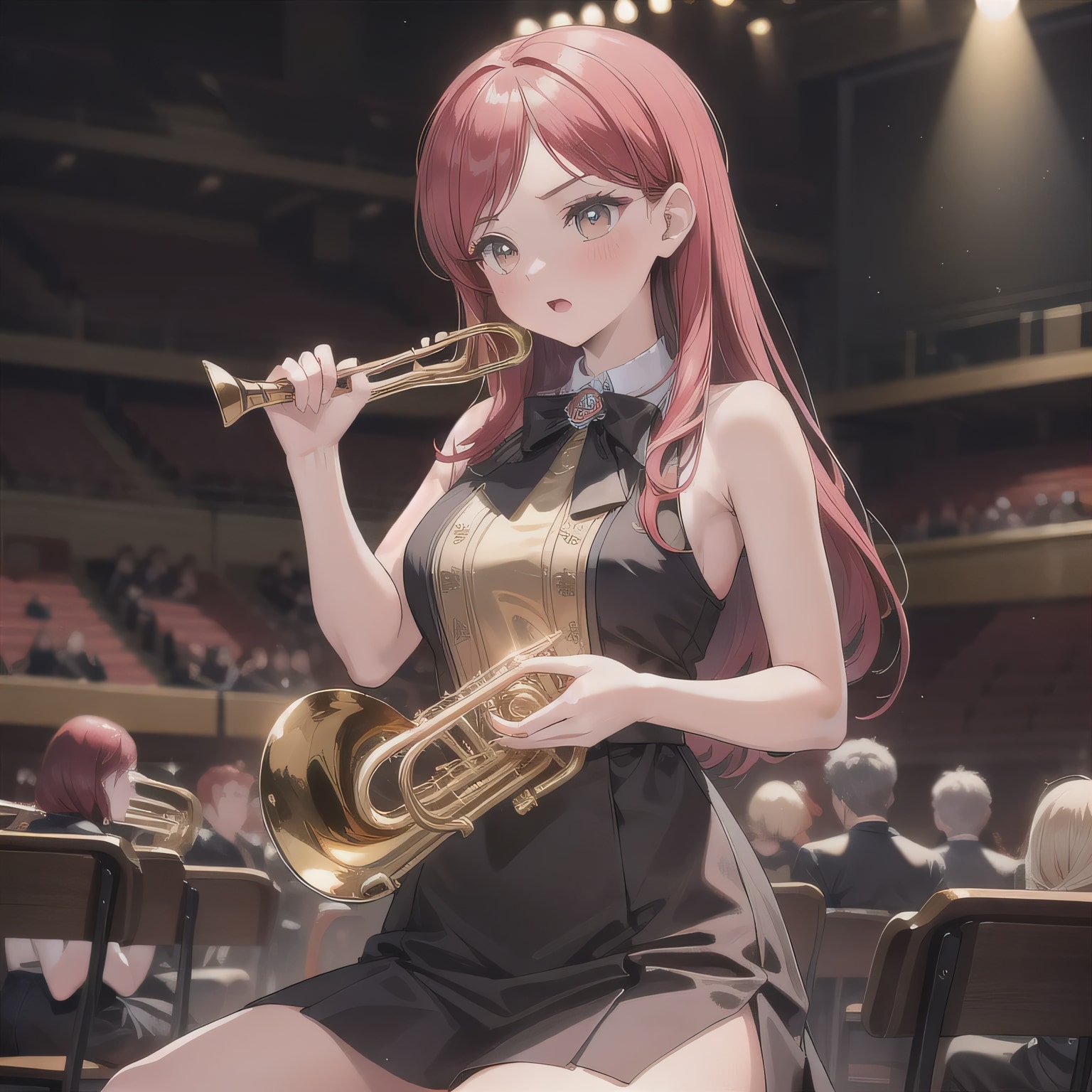 赤髪ロングでブラスバンドの少女３ | の人気AIイラスト・グラビア