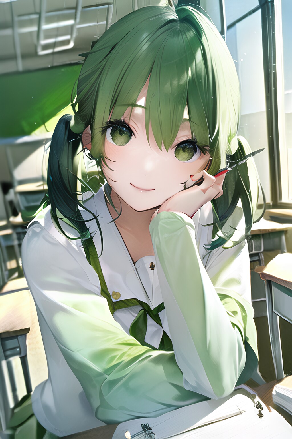 緑の髪の女の子