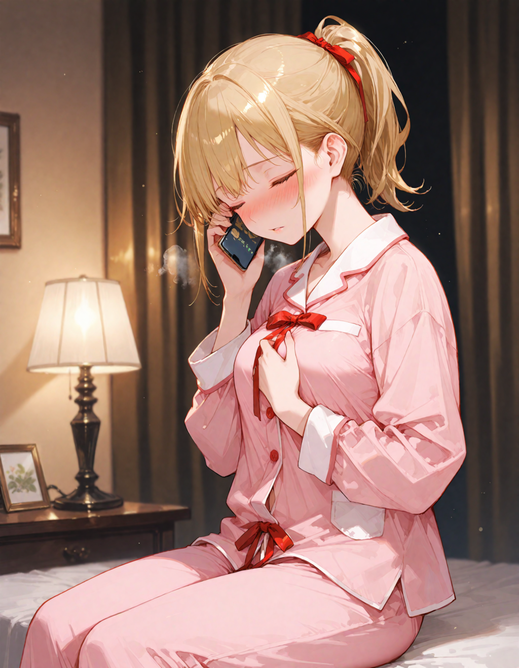 うん、うん、そうなの。　…？？　え？……うん…わかった……んっ