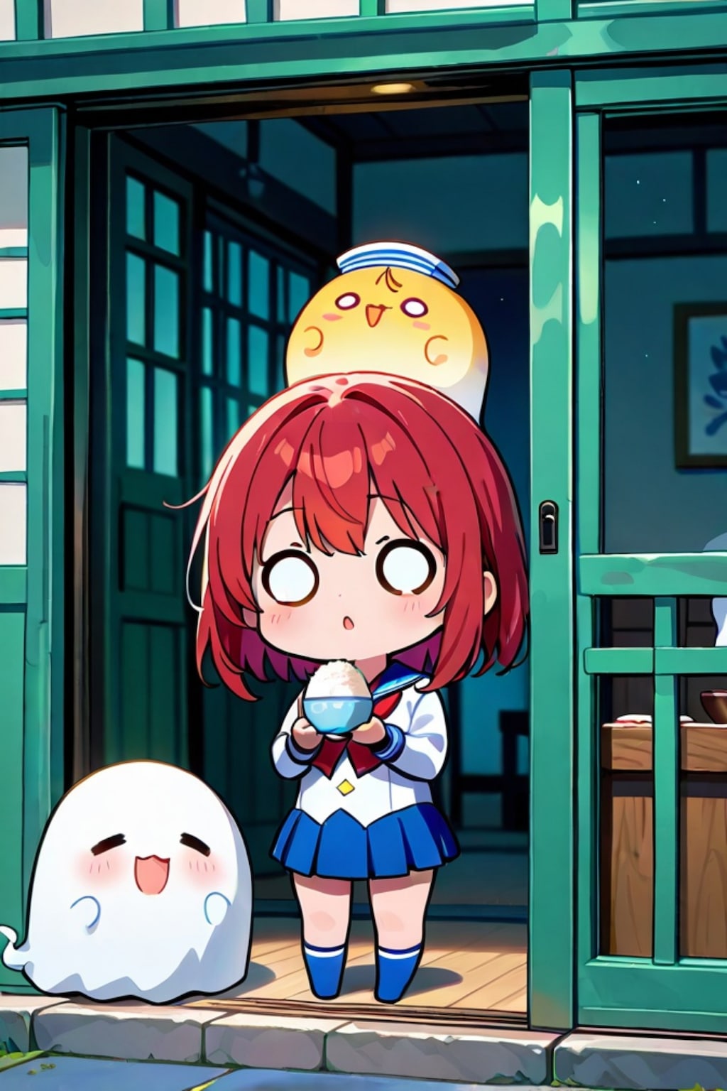 お化けと赤髪ちゃん