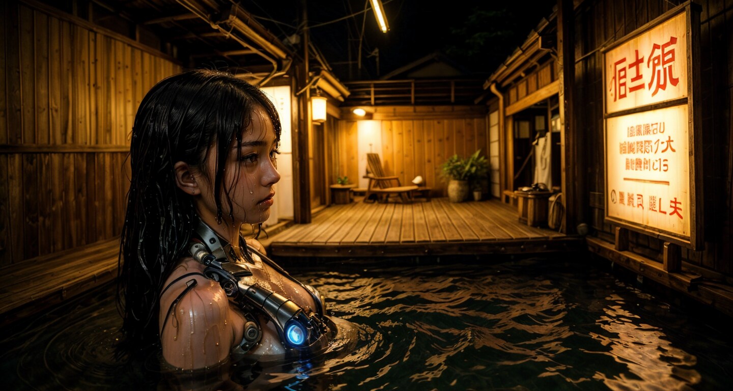 アンドロイドの美人湯体験