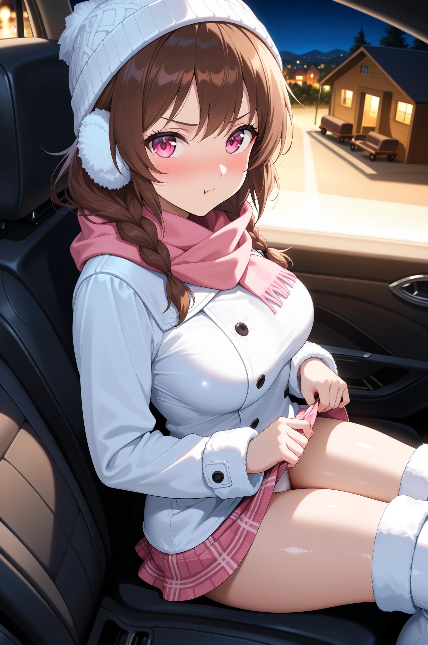 少し怒りながらもパンツを見せてくれる彼女