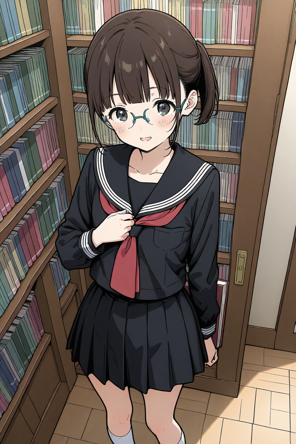 今日の撮影場所は図書館で