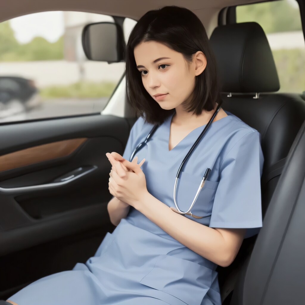 黒髪ボブで車内の美女３