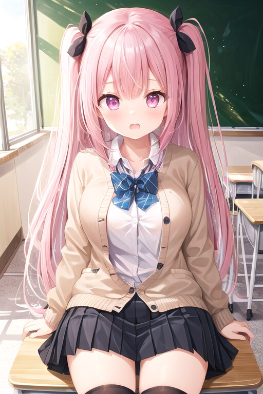 机に座る女の子 | の人気AIイラスト・グラビア