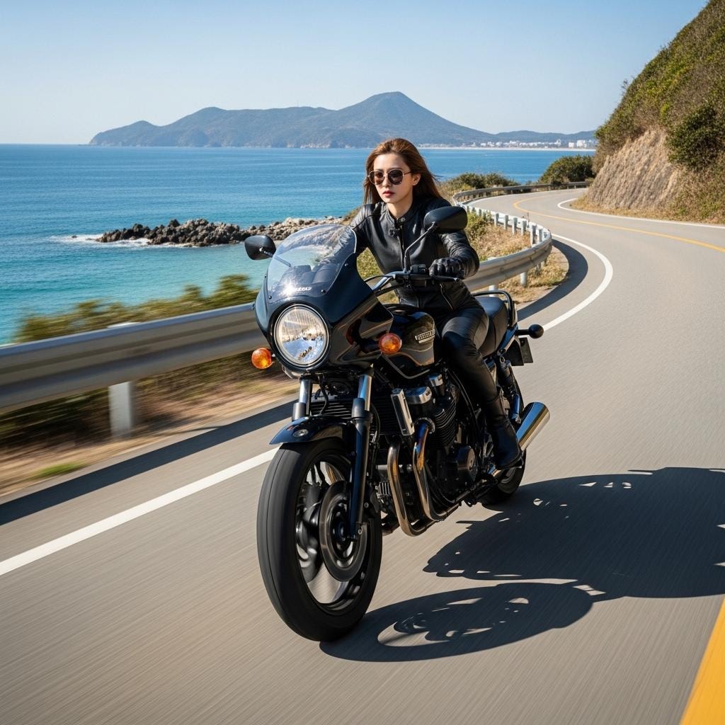 春だ、海岸線が気持ちいい