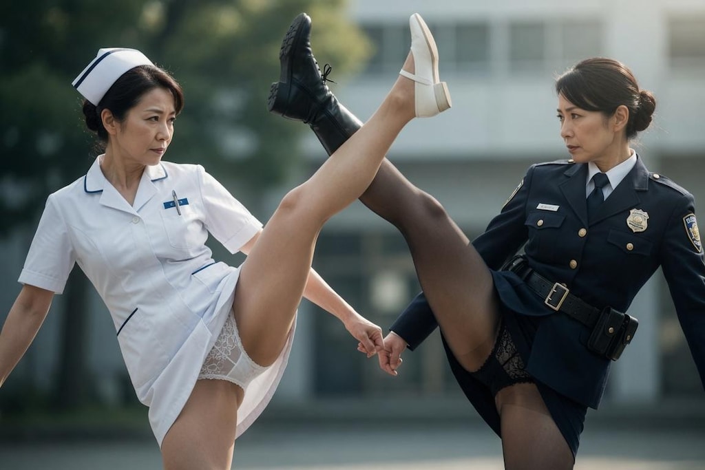 開戦！制服熟女の決闘　看護師 vs 婦人警察官