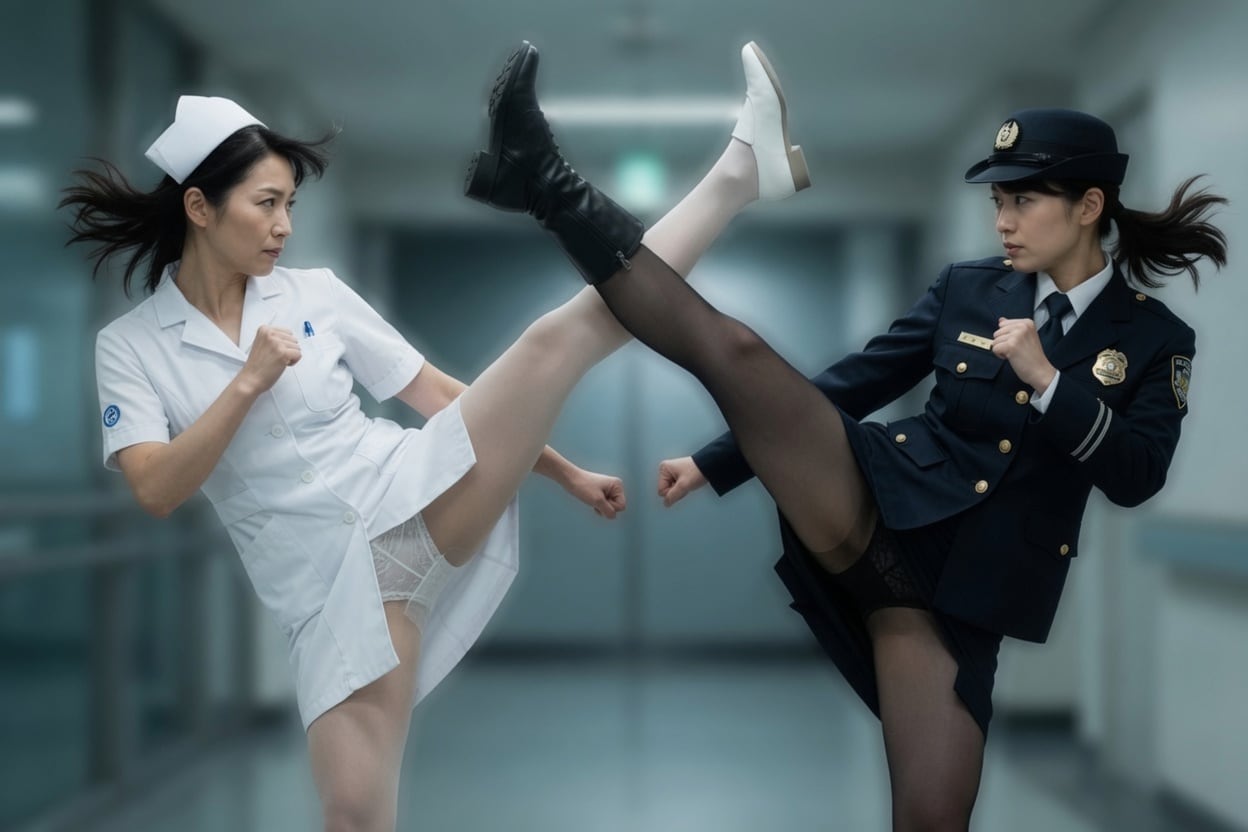 開戦！制服熟女の決闘　看護師 vs 婦人警察官