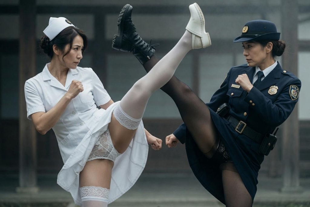 開戦！制服熟女の決闘　看護師 vs 婦人警察官