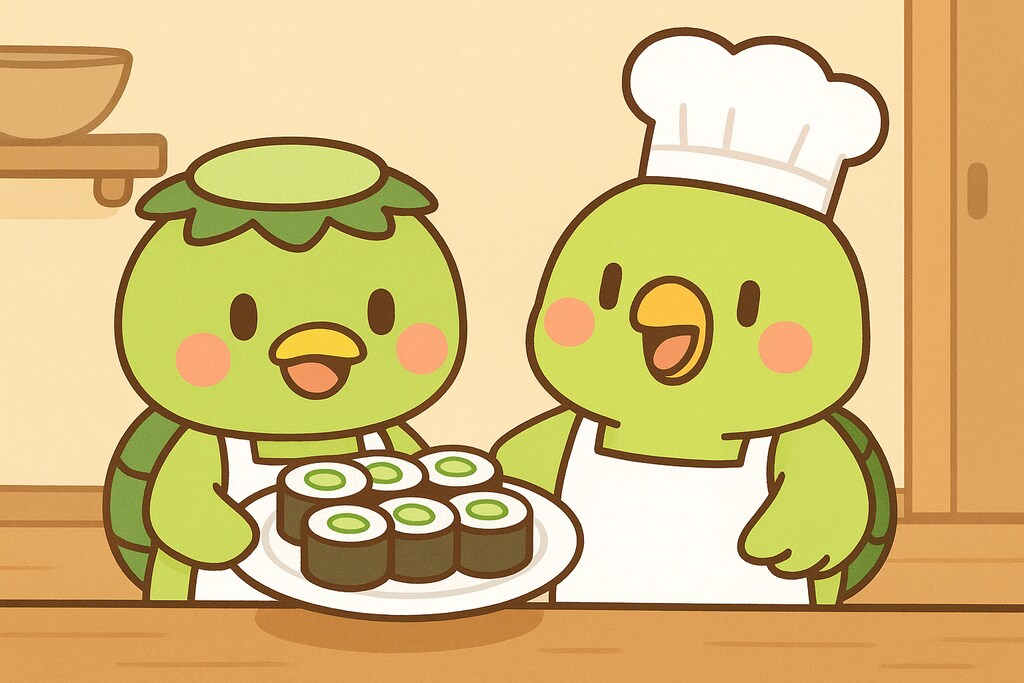 かっぱ巻きを作るカッパ