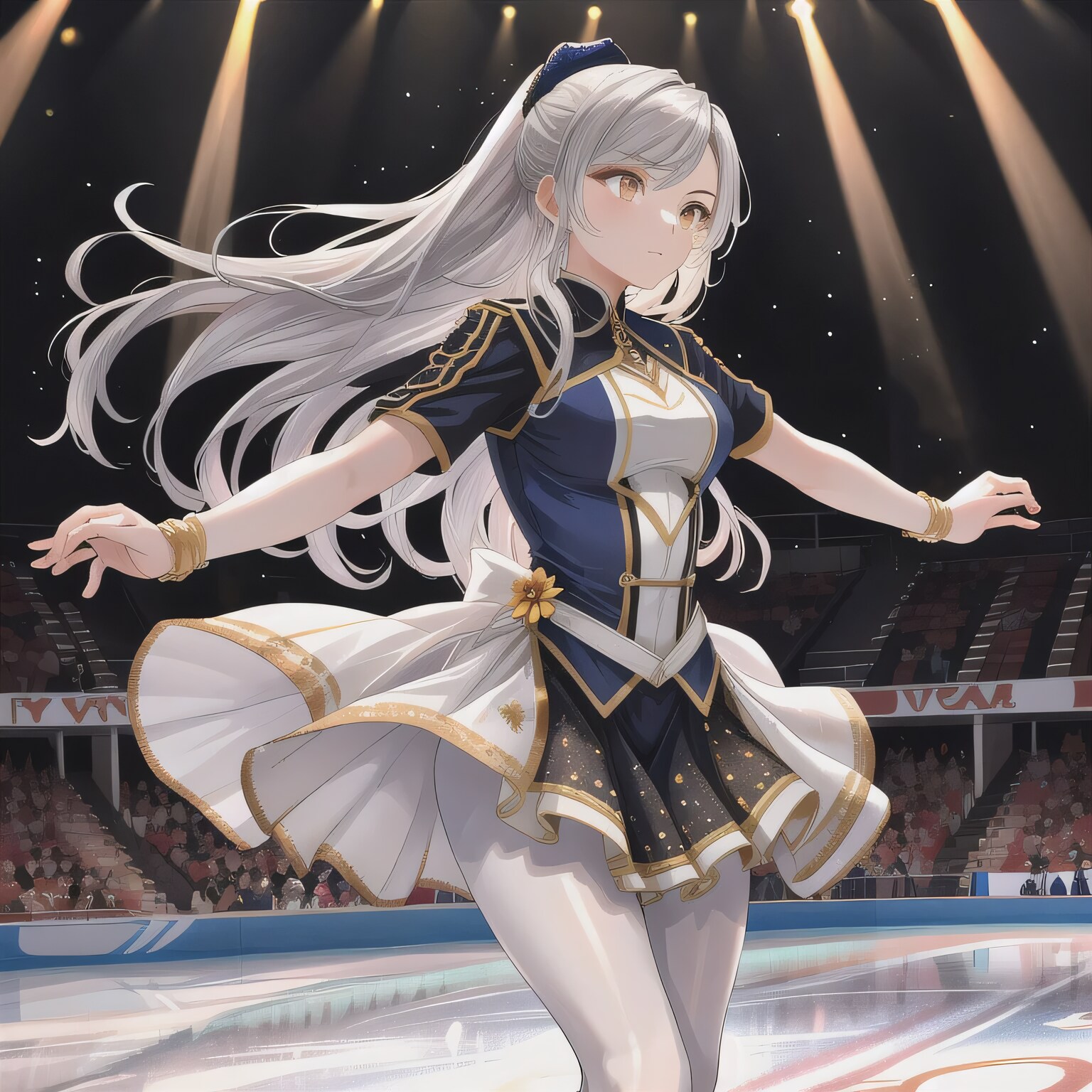 銀髪ロングでアイススケートの少女８ | の人気AIイラスト・グラビア