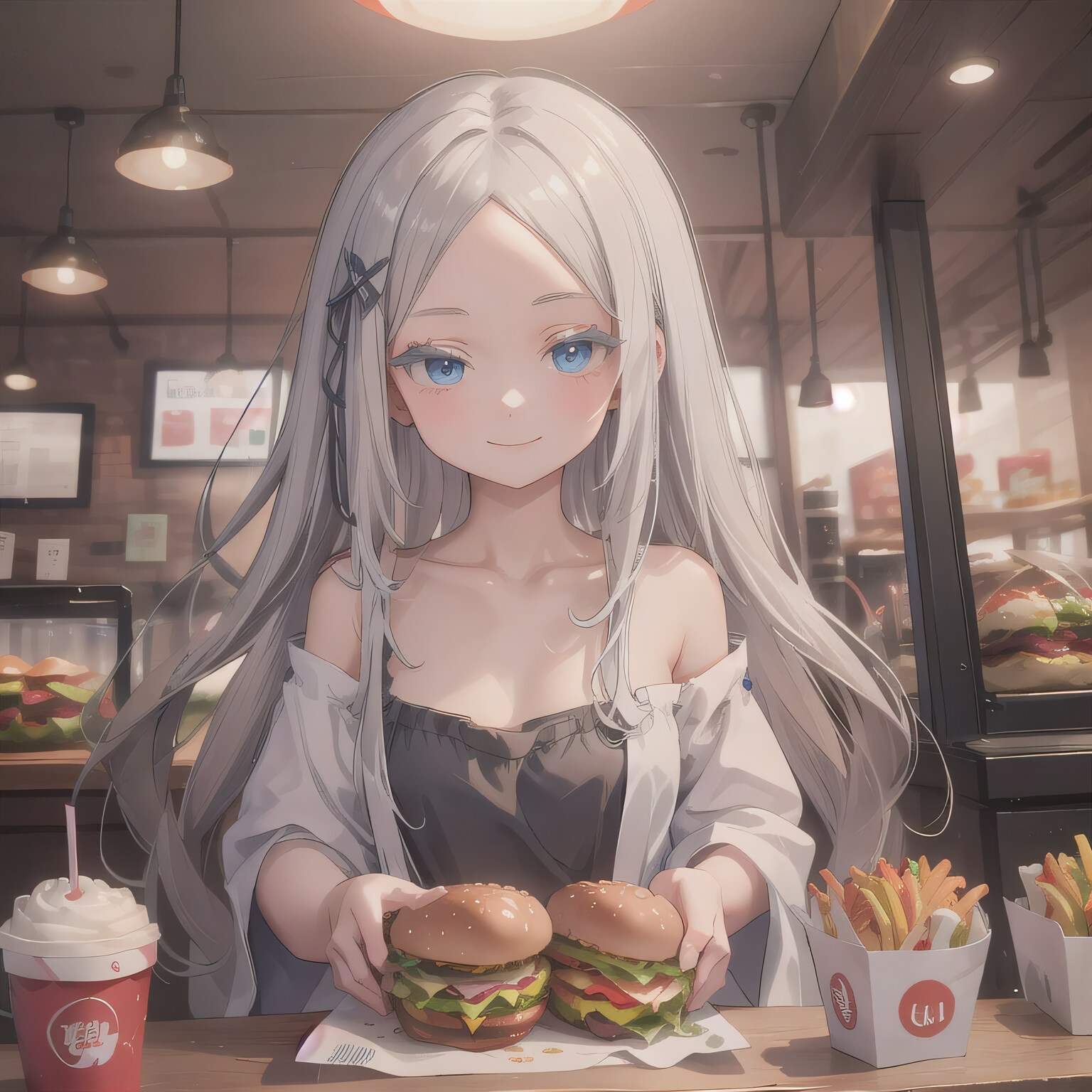 白髪ロングでクルーの少女 | の人気AIイラスト・グラビア