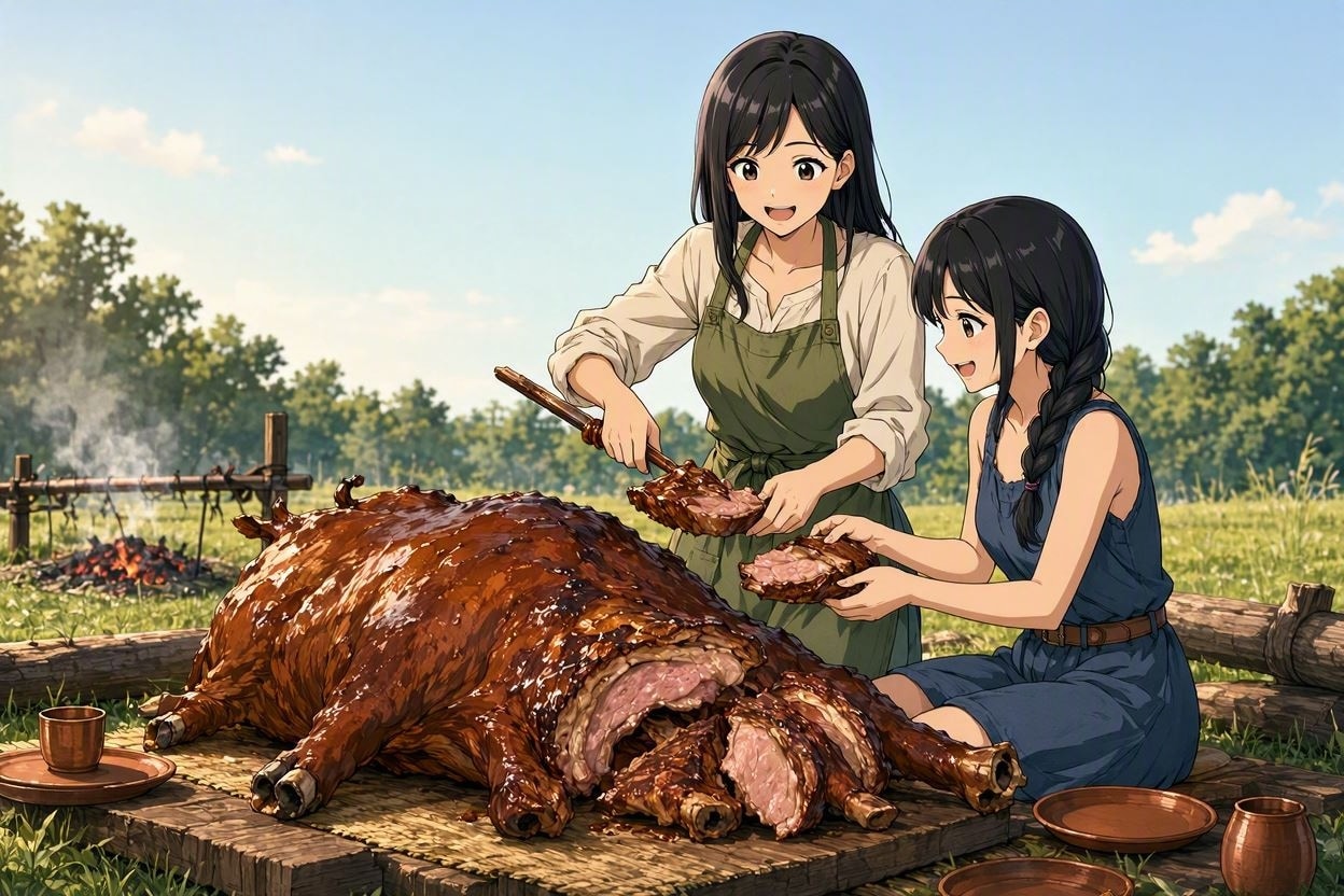 ワイルドな丸焼き料理(MAI-Image-2.5-Flash)(2) | の人気AIイラスト・グラビア