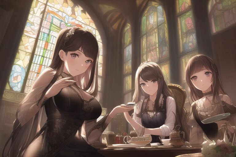 お茶会の少女たち