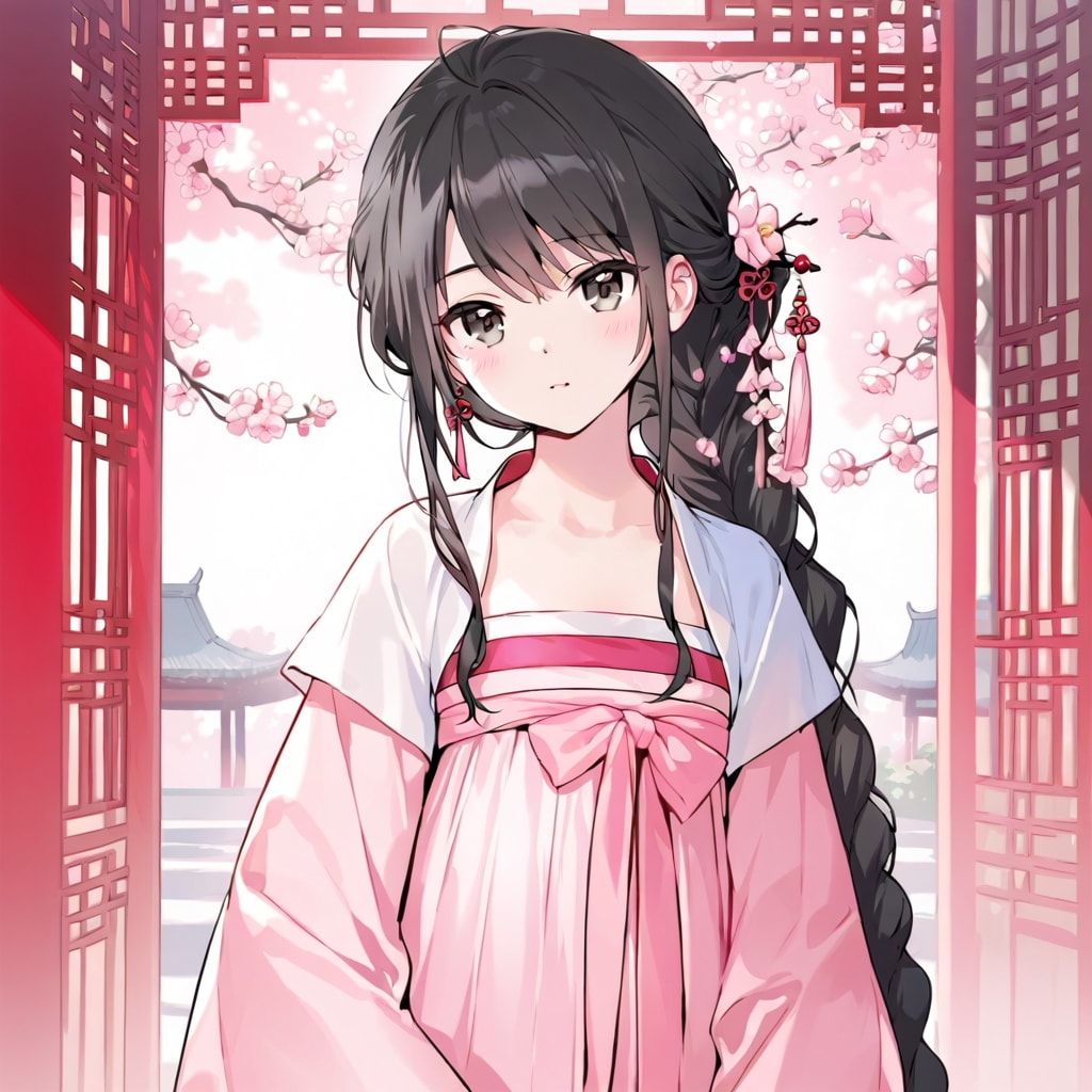 桃花と少女