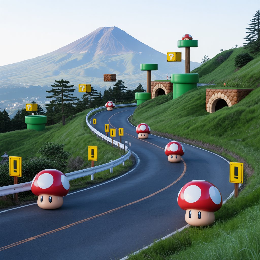 マリオ風の山道 | の人気AIイラスト・グラビア