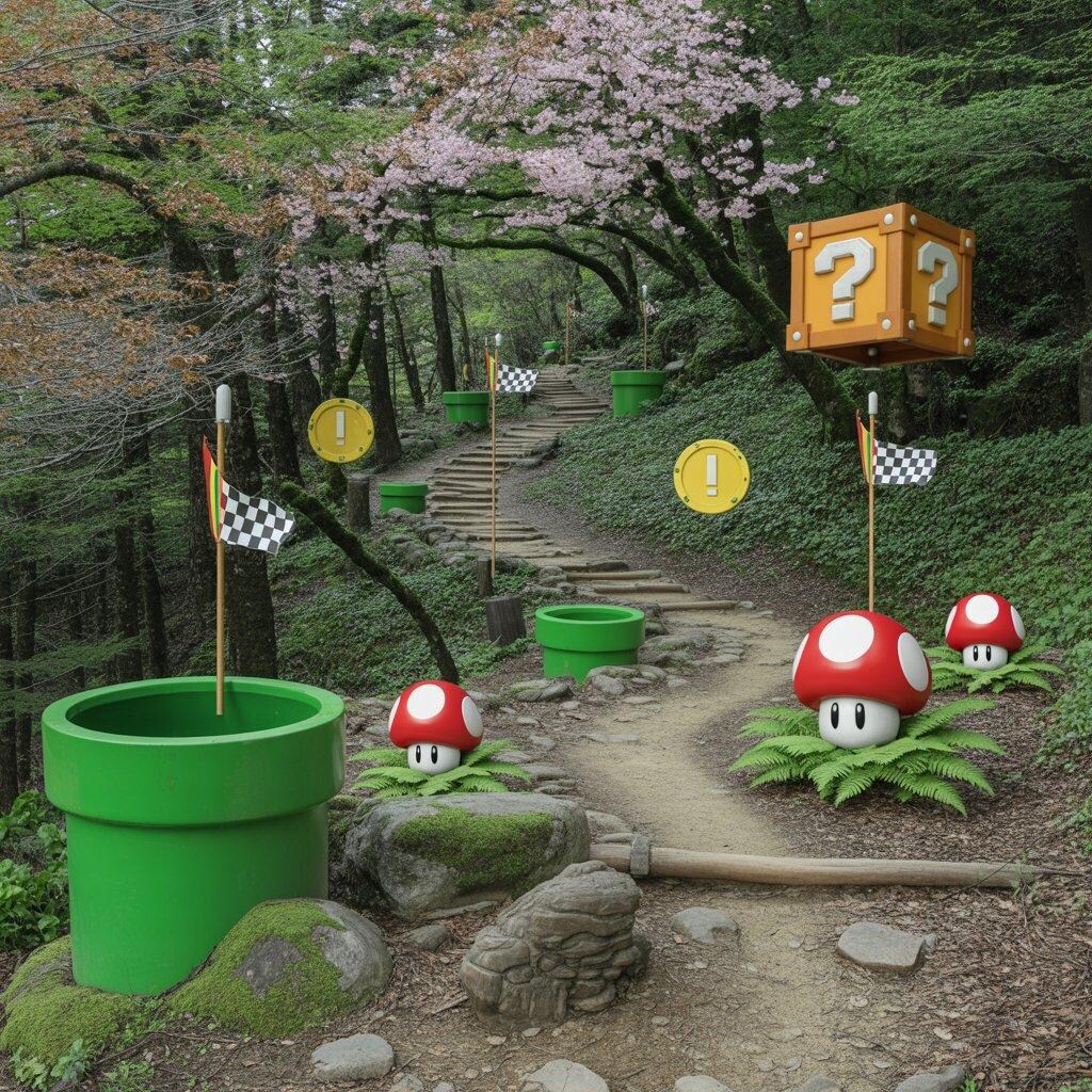マリオ風の山道