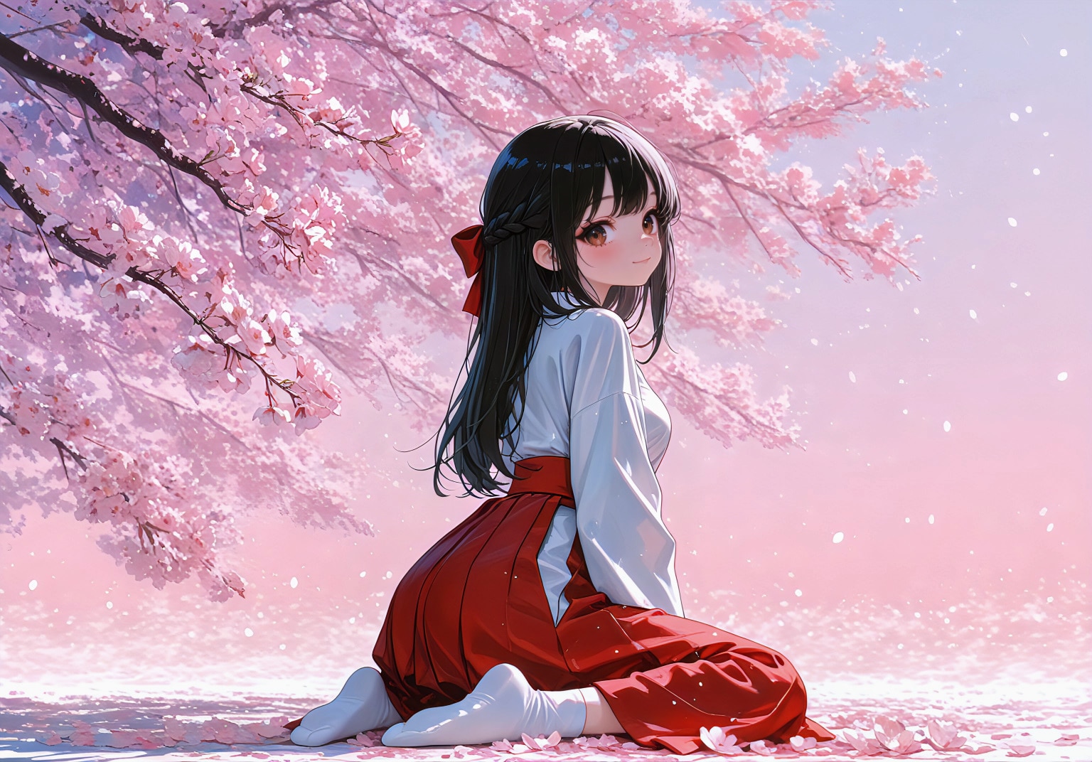 パステルな巫女さんと桜 | の人気AIイラスト・グラビア