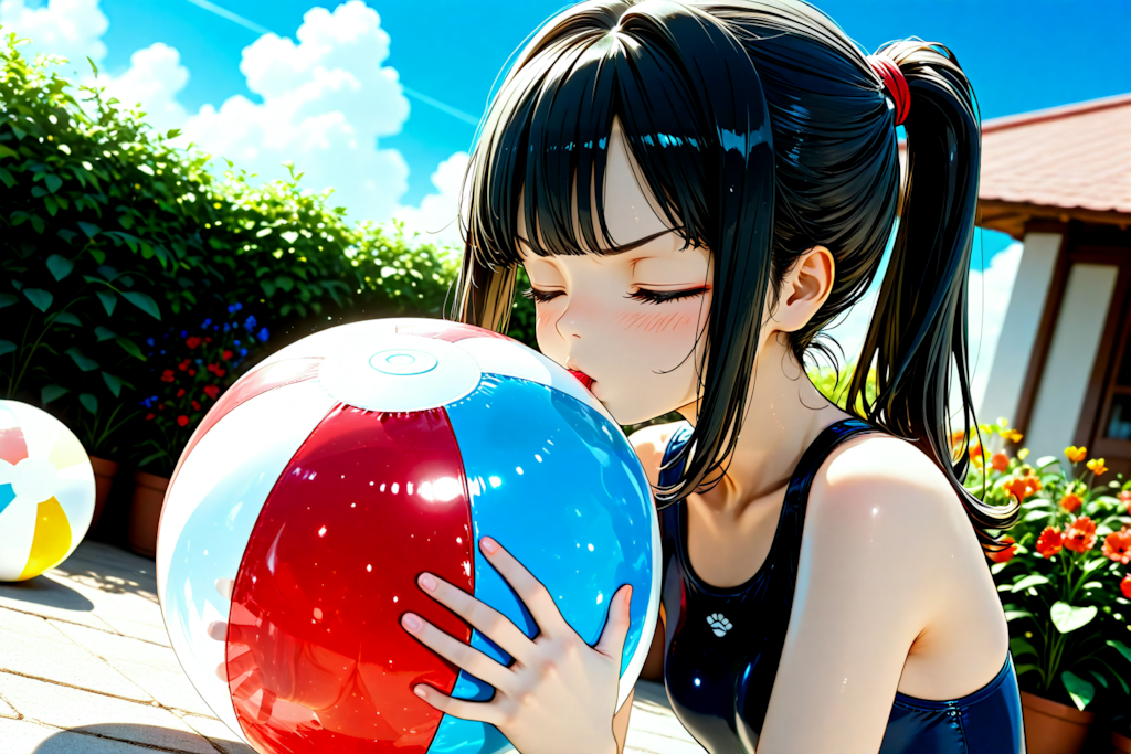 ビーチボールは口でｗ