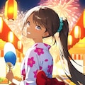 ポニーテールと浴衣 2枚目