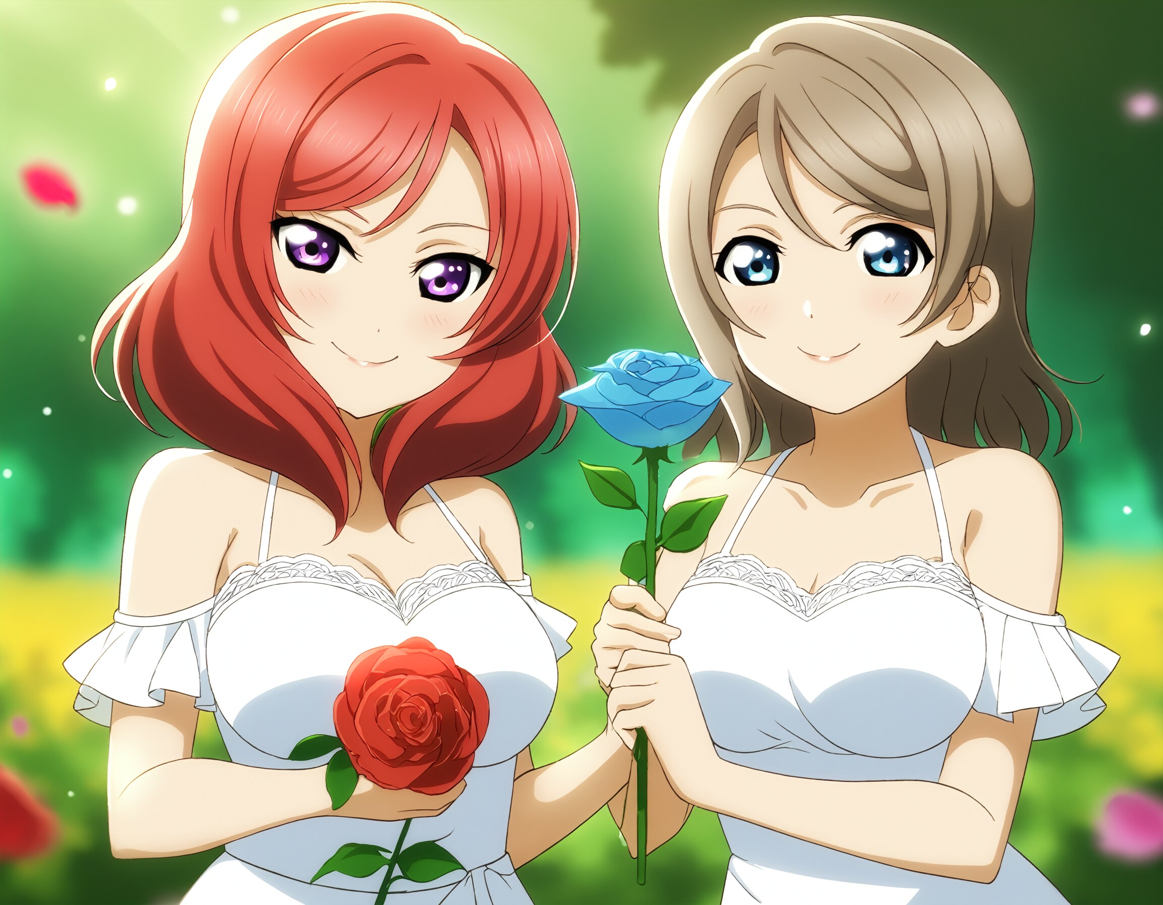 赤と青い薔薇