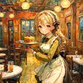 ゴッホ風ウェイトレス少女 3枚目