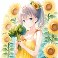 🌻と🥦と白髪ちゃん 2枚目