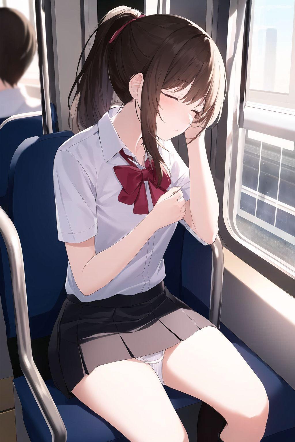 お疲れの女学生