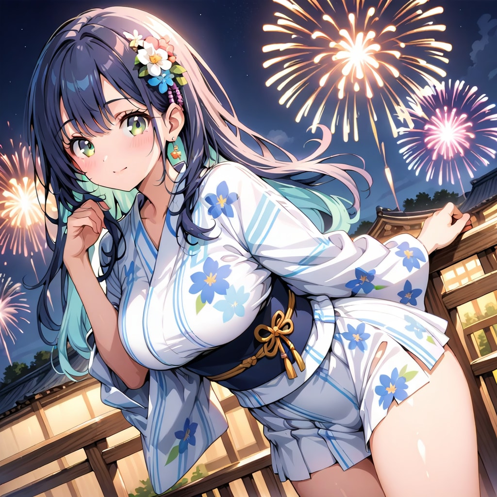 お祭り花火のアオイ