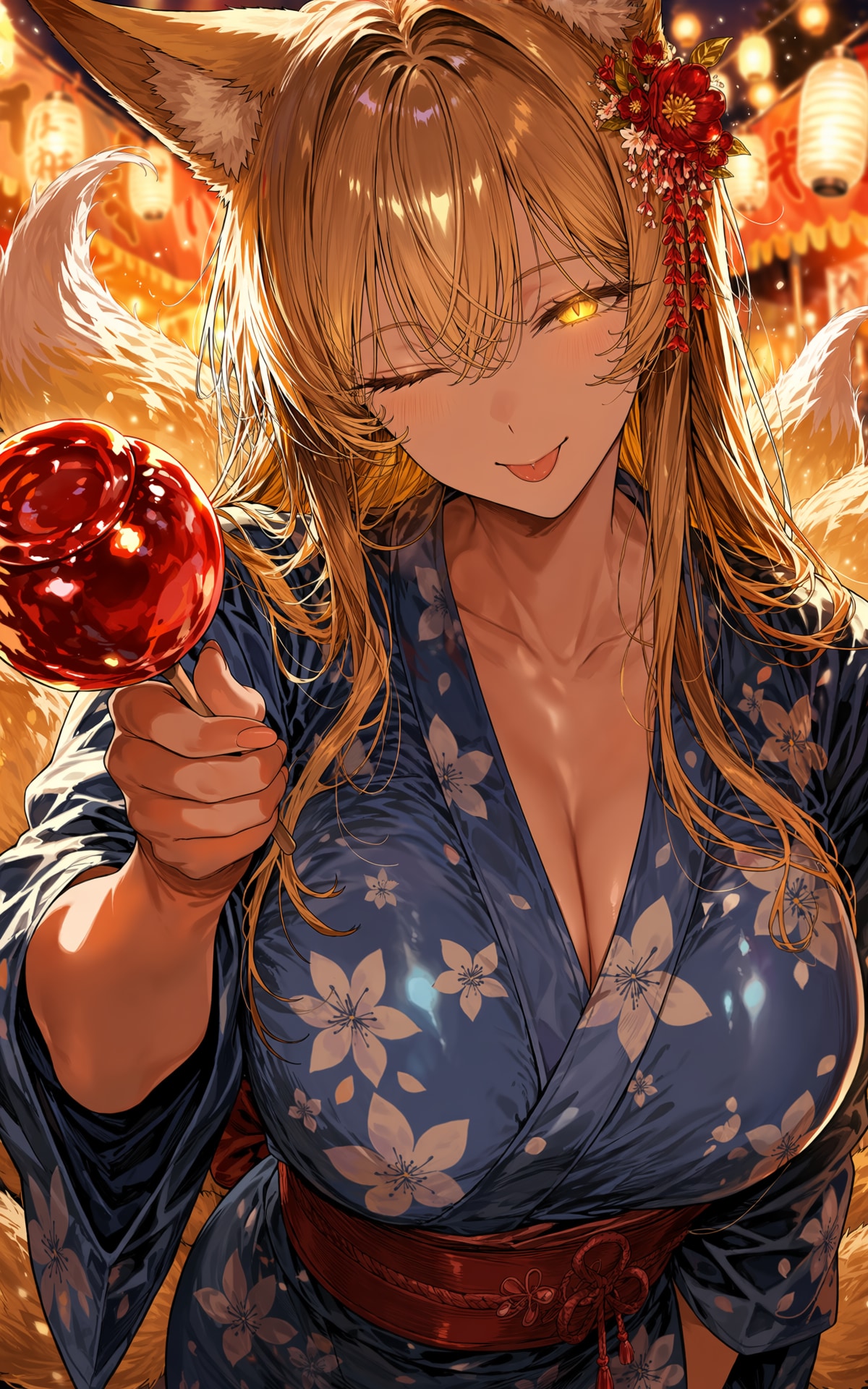 りんご飴と、いたずら狐の夏祭り