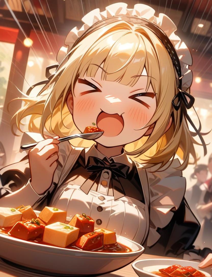 🔥お四川風麻婆豆腐を食す系メイドちゃん🔥 | の人気AIイラスト・グラビア