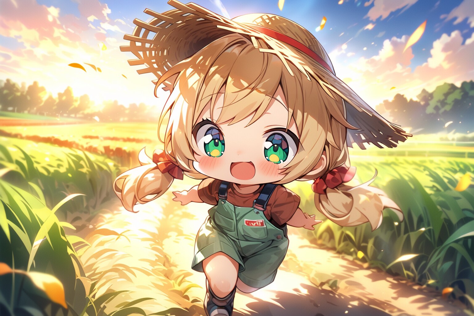 麦わら帽子の茉莉花ちゃん