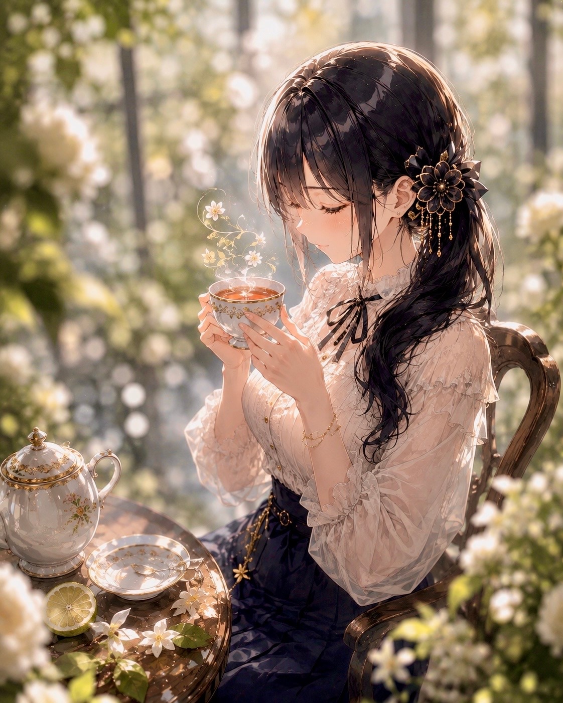 雨上がりの紅茶温室 | の人気AIイラスト・グラビア