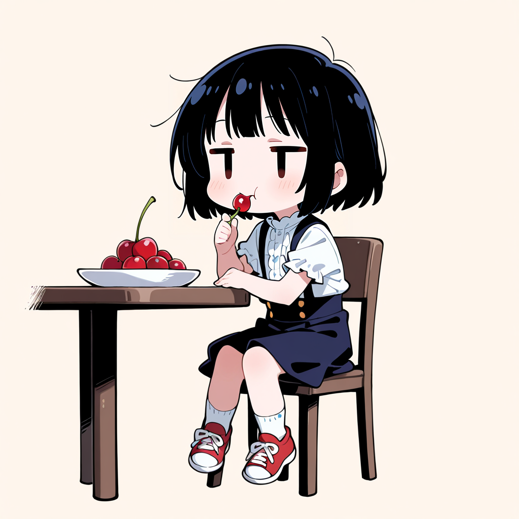 サクランボを食べる