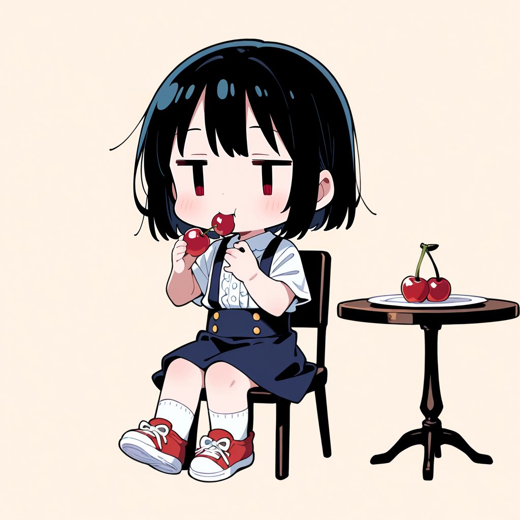 サクランボを食べる