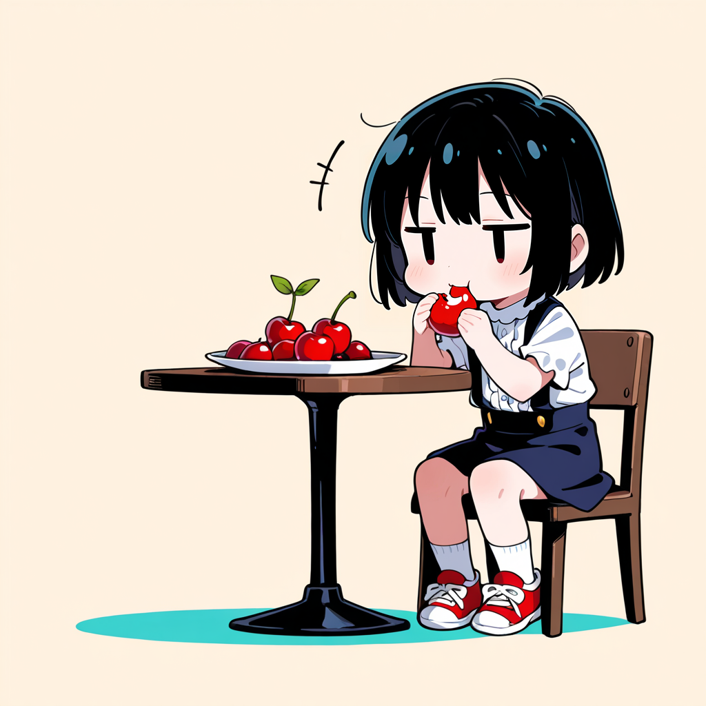 サクランボを食べる