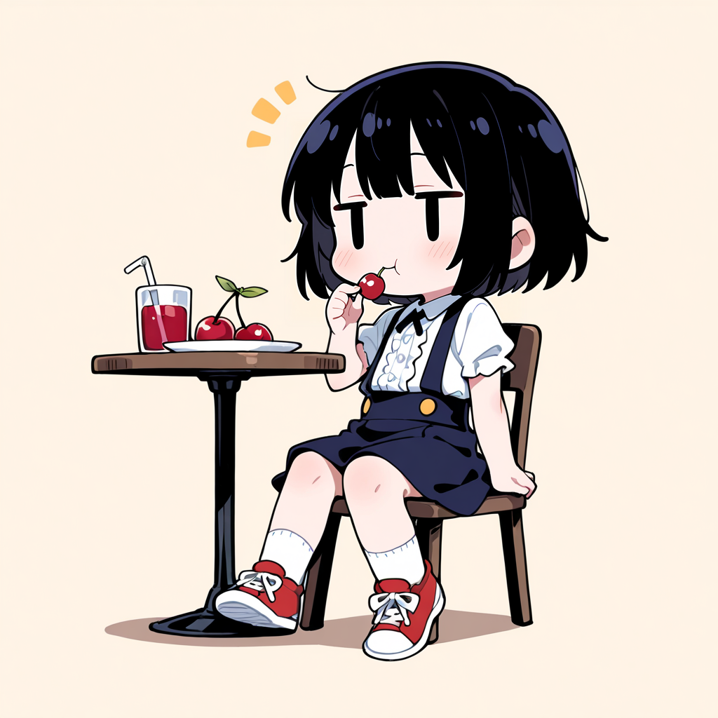 サクランボを食べる