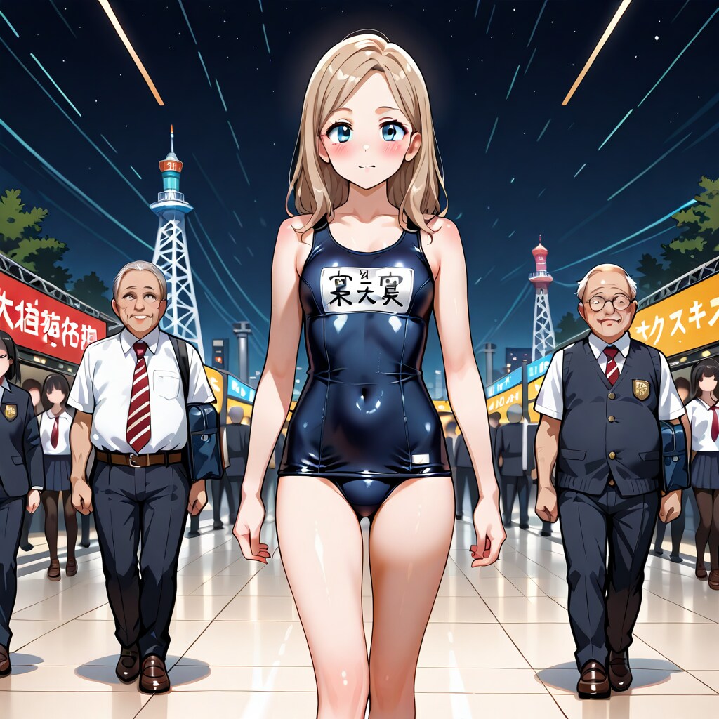 スク水で夜市