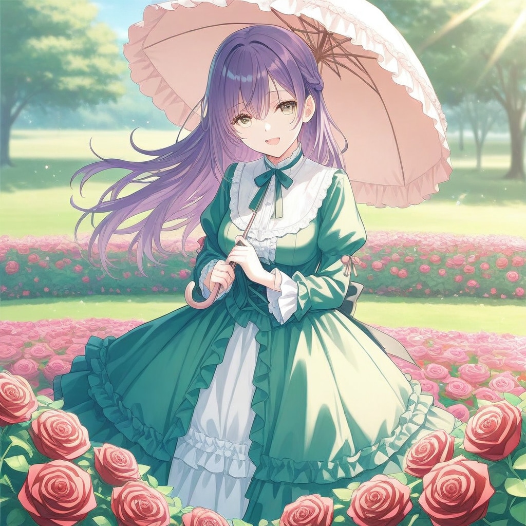 バラ園と少女 | の人気AIイラスト・グラビア