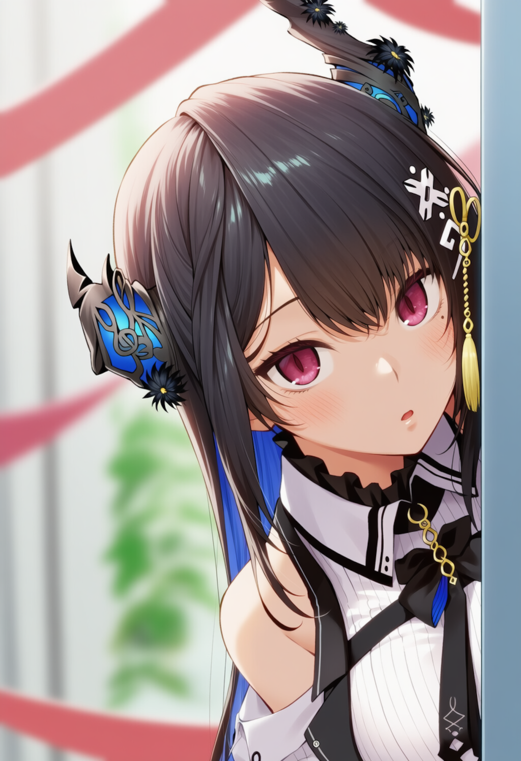 ネリッサが物陰からジッと見つめているだけ