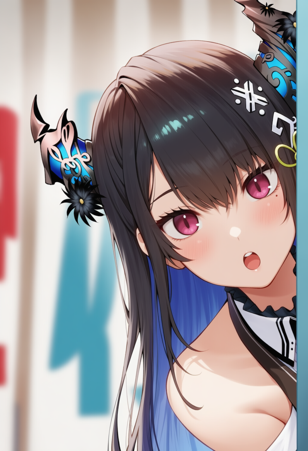 ネリッサが物陰からジッと見つめているだけ