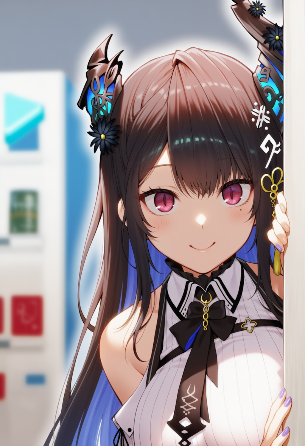 ネリッサが物陰からジッと見つめているだけ