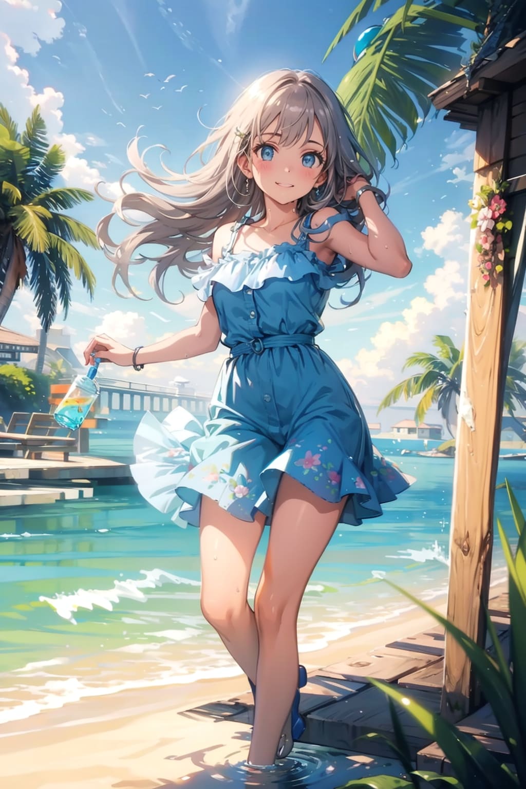 夏の海岸で女の子と | の人気AIイラスト・グラビア