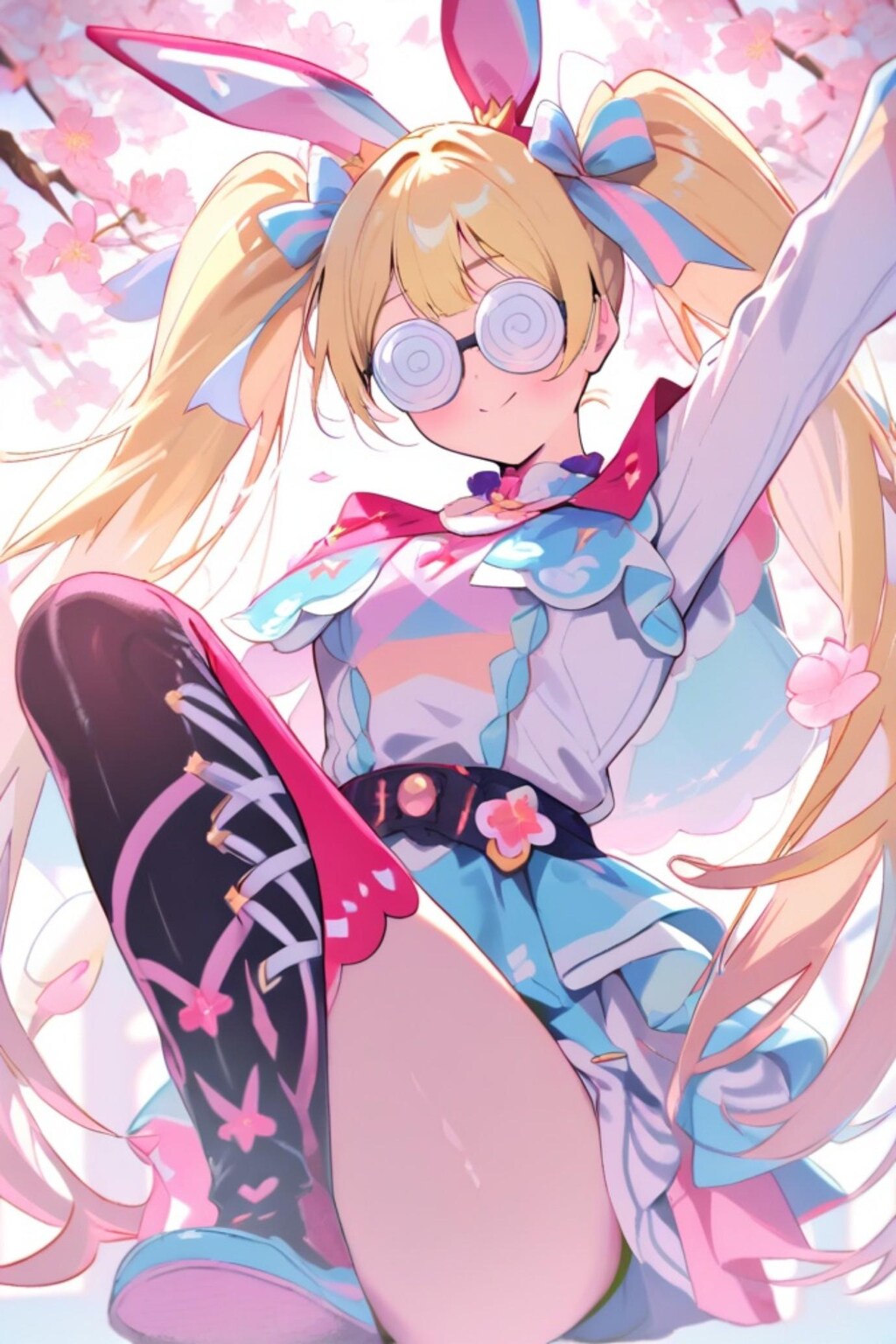 桜と眼鏡とツインテールちゃん